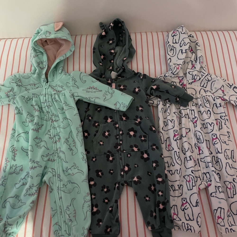Hooded baby girl sleepers